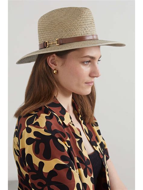 gucci straw fedora with leather band|GUCCI Little Mors Horsebit Leather.